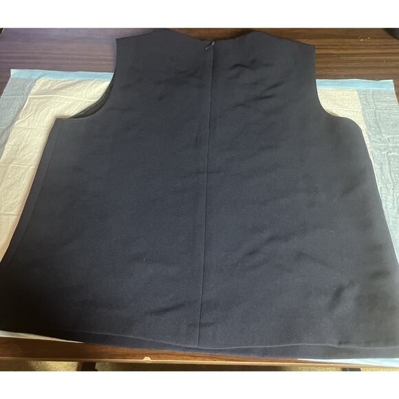 CARMEN MARC VALVO WOMEN'S Dark Blue SLEEVELESS TOP XS Zip Back,Silver Grommets - Picture 10 of 16